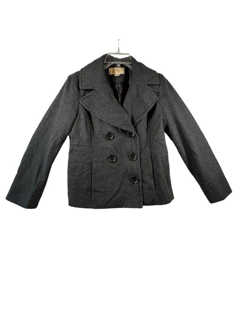 Michael Kors Wool Double Breasted Peacoat Gray Small Charcoal Lined READ
